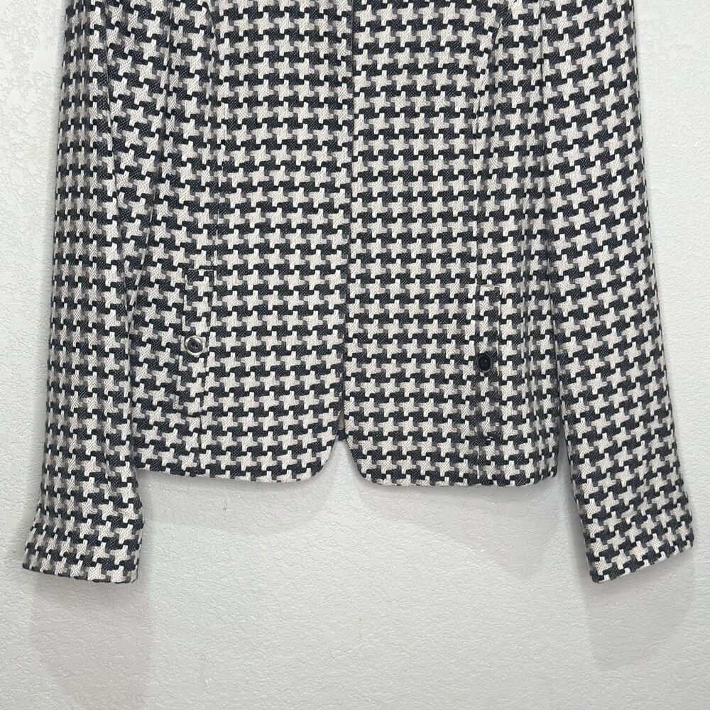 Nina McLemore Jacket Womens 6 Houndstooth Wool Silk Lined Classic Made in USA - Picture 4 of 8